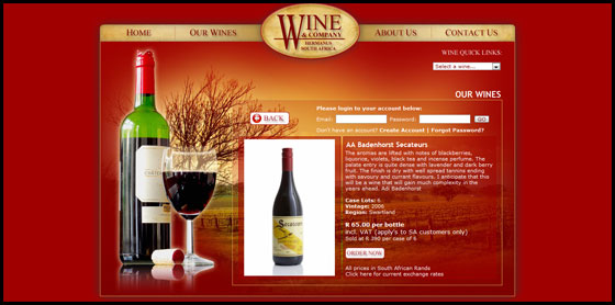 Wine and Company, Full wine details page